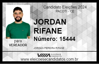 Candidato JORDAN RIFANE 2024 - PACOTI - Eleições