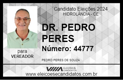 Candidato DR. PEDRO PERES 2024 - HIDROLÂNDIA - Eleições