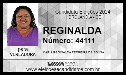 Candidato REGINALDA 2024 - HIDROLÂNDIA - Eleições