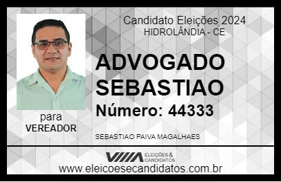 Candidato ADVOGADO SEBASTIAO 2024 - HIDROLÂNDIA - Eleições