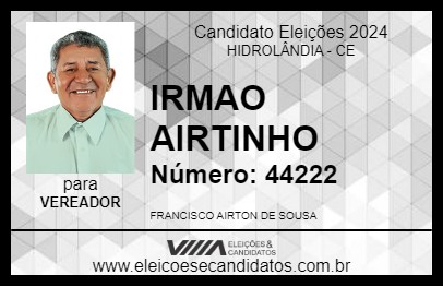 Candidato IRMAO AIRTINHO 2024 - HIDROLÂNDIA - Eleições