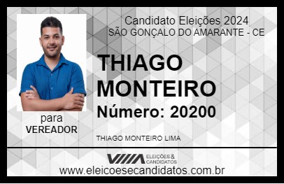 Candidato THIAGO MONTEIRO 2024 - SÃO GONÇALO DO AMARANTE - Eleições