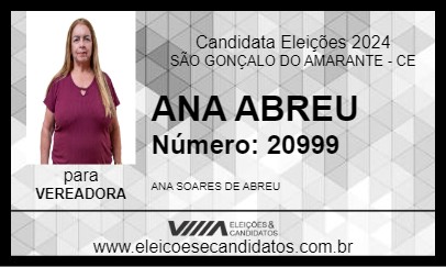 Candidato ANA ABREU 2024 - SÃO GONÇALO DO AMARANTE - Eleições