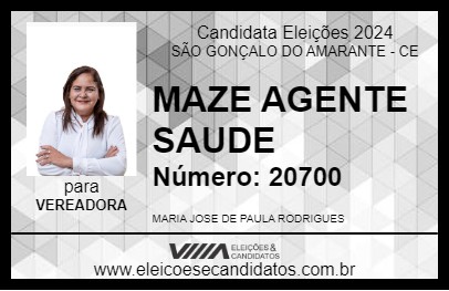 Candidato MAZE AGENTE SAUDE  2024 - SÃO GONÇALO DO AMARANTE - Eleições