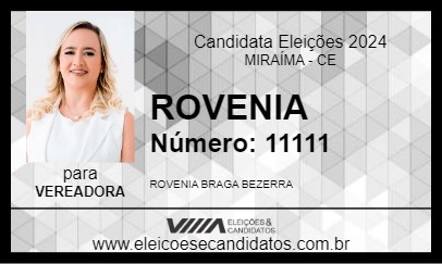 Candidato ROVÊNIA BRAGA 2024 - MIRAÍMA - Eleições