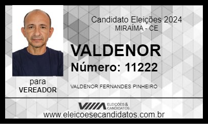 Candidato VALDENOR 2024 - MIRAÍMA - Eleições