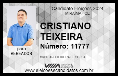 Candidato CRISTIANO TEIXEIRA 2024 - MIRAÍMA - Eleições