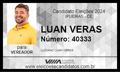 Candidato LUAN VERAS 2024 - IPUEIRAS - Eleições