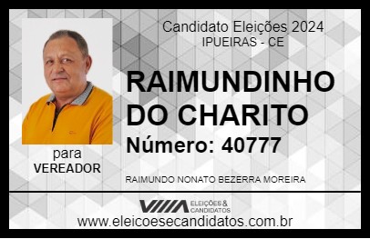 Candidato RAIMUNDINHO DO CHARITO 2024 - IPUEIRAS - Eleições