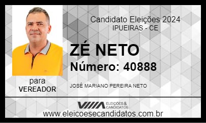 Candidato ZÉ NETO 2024 - IPUEIRAS - Eleições