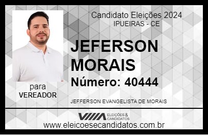 Candidato JEFERSON MORAIS 2024 - IPUEIRAS - Eleições