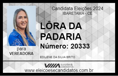 Candidato LÔRA DA PADARIA 2024 - IBARETAMA - Eleições