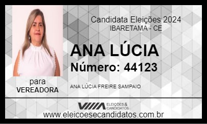 Candidato ANA LÚCIA 2024 - IBARETAMA - Eleições