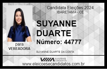 Candidato SUYANNE DUARTE 2024 - IBARETAMA - Eleições