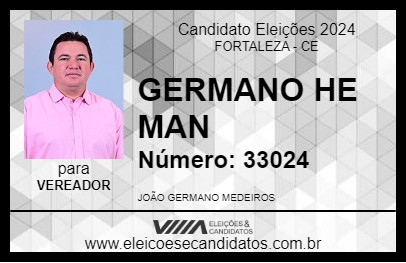 Candidato GERMANO HE MAN 2024 - FORTALEZA - Eleições