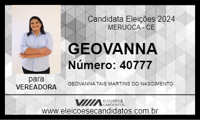 Candidato GEOVANNA 2024 - MERUOCA - Eleições