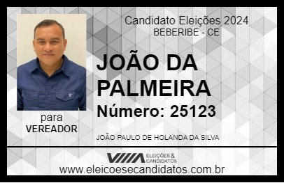 Candidato JOÃO DA PALMEIRA 2024 - BEBERIBE - Eleições