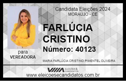 Candidato FARLÚCIA CRISTINO 2024 - MORAÚJO - Eleições