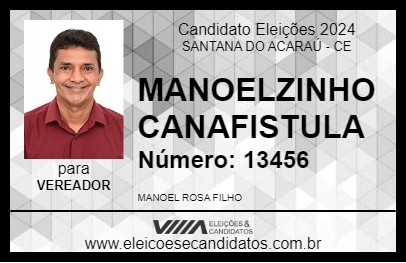 Candidato MANOELZINHO CANAFISTULA 2024 - SANTANA DO ACARAÚ - Eleições