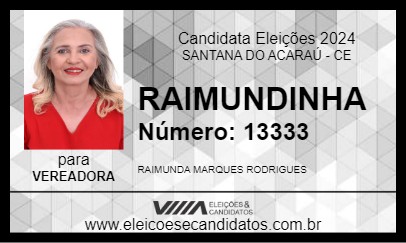 Candidato PROFESSORA RAIMUNDINHA 2024 - SANTANA DO ACARAÚ - Eleições