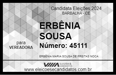 Candidato ERBÊNIA SOUSA 2024 - BARBALHA - Eleições