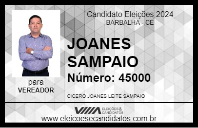 Candidato JOANES SAMPAIO 2024 - BARBALHA - Eleições