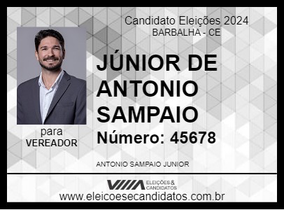 Candidato JÚNIOR DE ANTONIO SAMPAIO 2024 - BARBALHA - Eleições