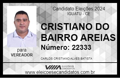 Candidato CRISTIANO DO BAIRRO AREIAS 2024 - IGUATU - Eleições