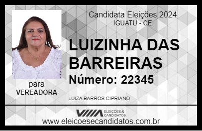 Candidato LUIZINHA DAS BARREIRAS 2024 - IGUATU - Eleições