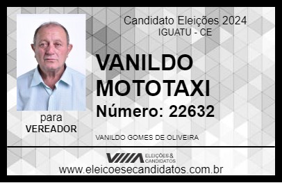 Candidato VANILDO MOTOTAXI 2024 - IGUATU - Eleições