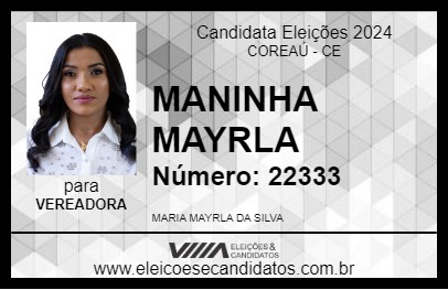 Candidato MANINHA MAYRLA 2024 - COREAÚ - Eleições