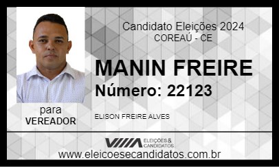 Candidato MANIN FREIRE 2024 - COREAÚ - Eleições