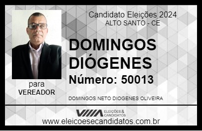 Candidato DOMINGOS DIÓGENES 2024 - ALTO SANTO - Eleições