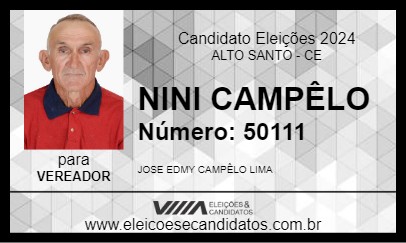 Candidato NINI CAMPÊLO 2024 - ALTO SANTO - Eleições