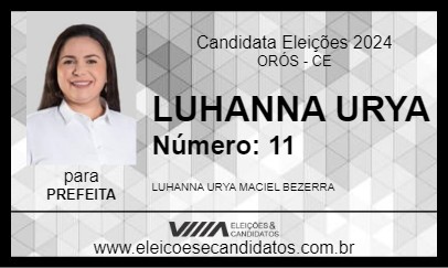 Candidato LUHANNA URYA 2024 - ORÓS - Eleições