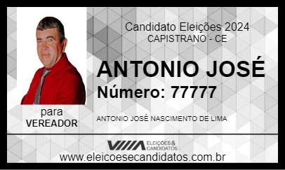 Candidato ANTONIO JOSÉ 2024 - CAPISTRANO - Eleições