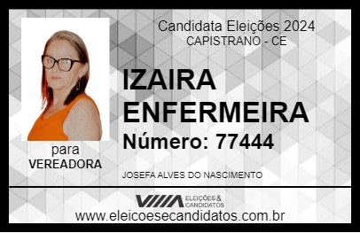 Candidato IZAIRA ENFERMEIRA 2024 - CAPISTRANO - Eleições