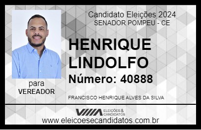 Candidato HENRIQUE LINDOLFO 2024 - SENADOR POMPEU - Eleições