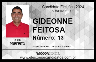 Candidato GIDEONNE FEITOSA 2024 - ARNEIROZ - Eleições