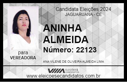 Candidato ANINHA ALMEIDA 2024 - JAGUARUANA - Eleições