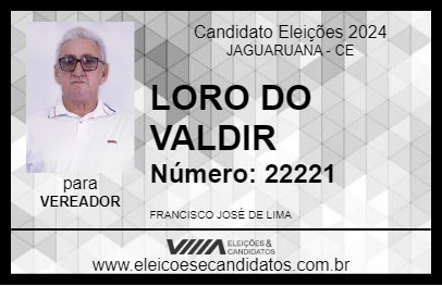 Candidato LORO DO VALDIR 2024 - JAGUARUANA - Eleições