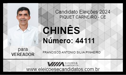 Candidato CHINÊS 2024 - PIQUET CARNEIRO - Eleições