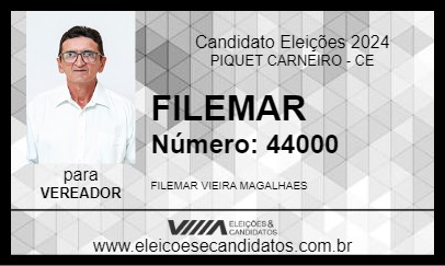 Candidato FILEMAR 2024 - PIQUET CARNEIRO - Eleições