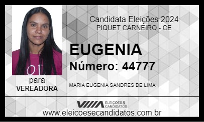 Candidato EUGENIA 2024 - PIQUET CARNEIRO - Eleições