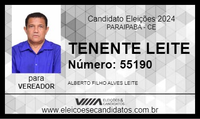 Candidato TENENTE LEITE 2024 - PARAIPABA - Eleições