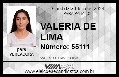 Candidato VALERIA DE LIMA 2024 - PARAIPABA - Eleições