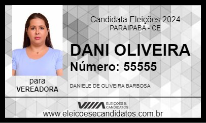 Candidato DANI OLIVEIRA 2024 - PARAIPABA - Eleições