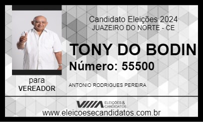 Candidato TONY DO BODIN 2024 - JUAZEIRO DO NORTE - Eleições