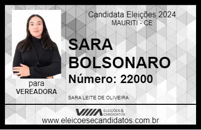 Candidato SARA BOLSONARO 2024 - MAURITI - Eleições