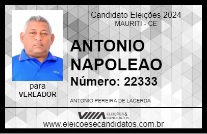 Candidato ANTONIO NAPOLEAO 2024 - MAURITI - Eleições